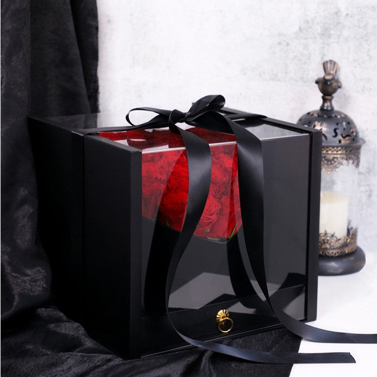 Acrylic Flower Gift Box With Drawer