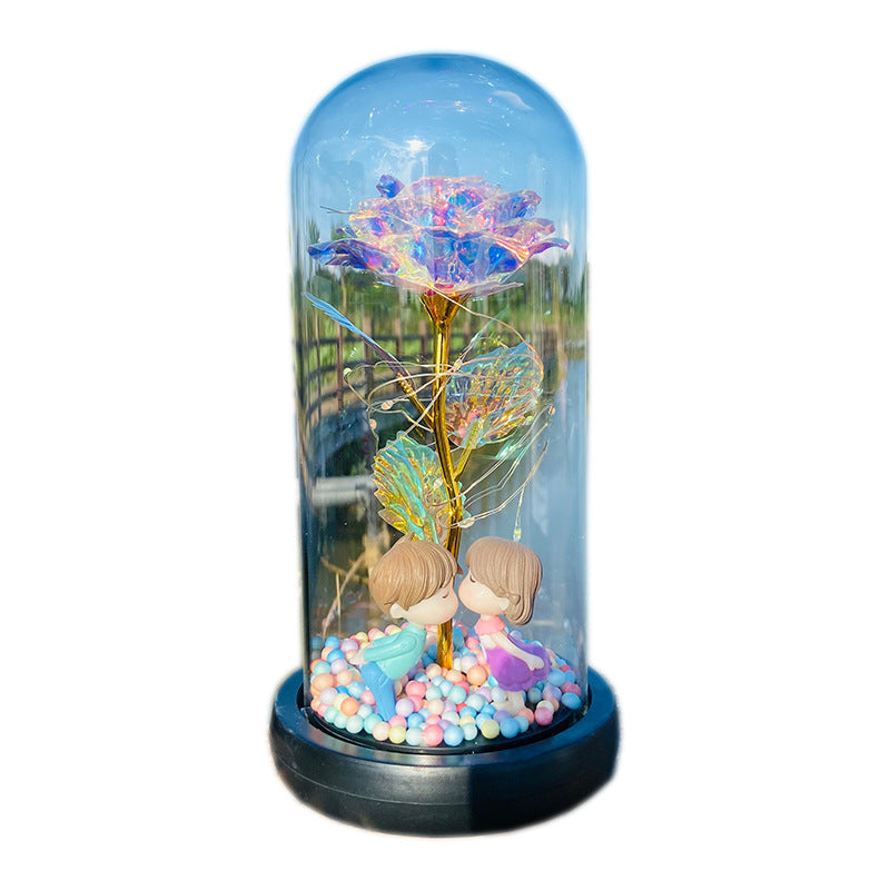 Gold-foil Roses Glass Cover Led Luminous
