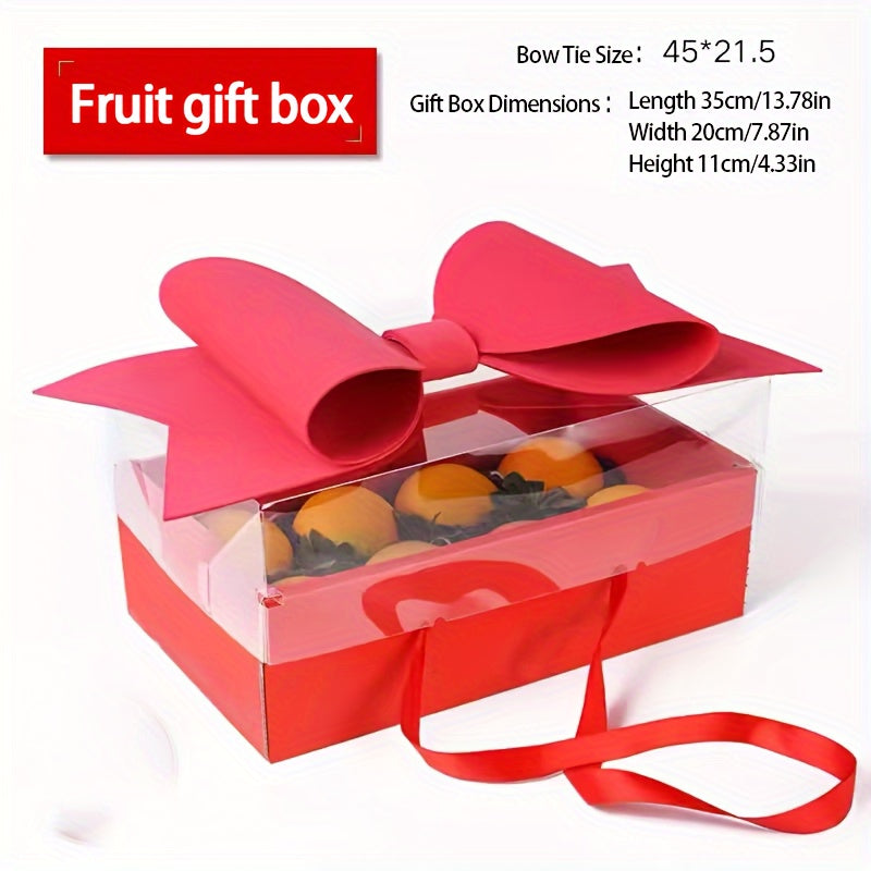 1 Set Of 5pcs Fruit Gift Box, Bow Flower Box, Transparent Fruit Flower Gift Box, Rose Flower Box, DIY Portable Flower Cake Box, Fruit Gift Box