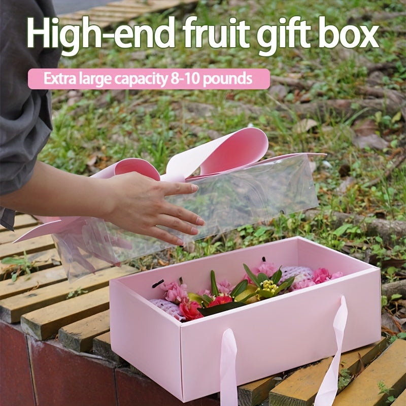 1 Set Of 5pcs Fruit Gift Box, Bow Flower Box, Transparent Fruit Flower Gift Box, Rose Flower Box, DIY Portable Flower Cake Box, Fruit Gift Box