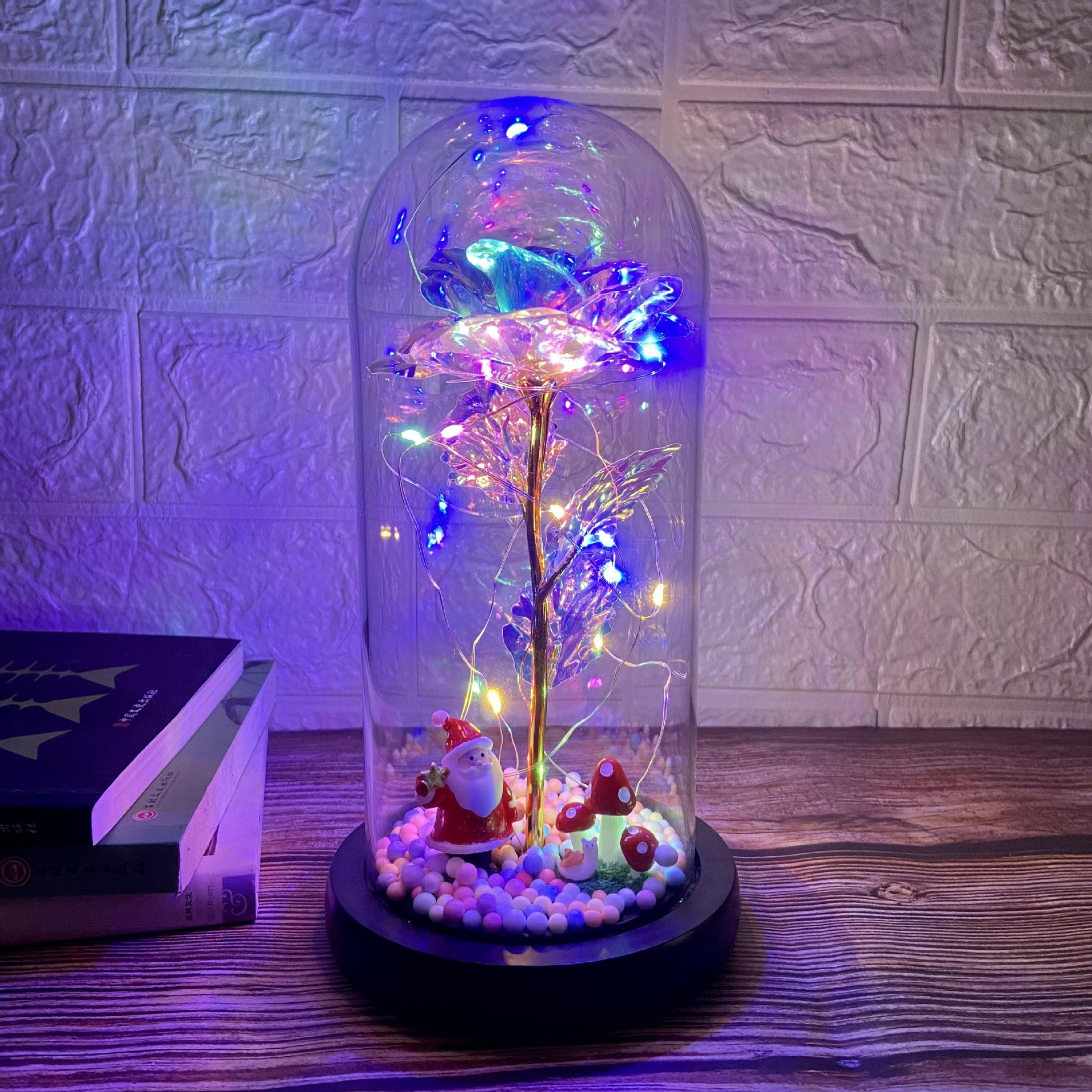 Gold-foil Roses Glass Cover Led Luminous