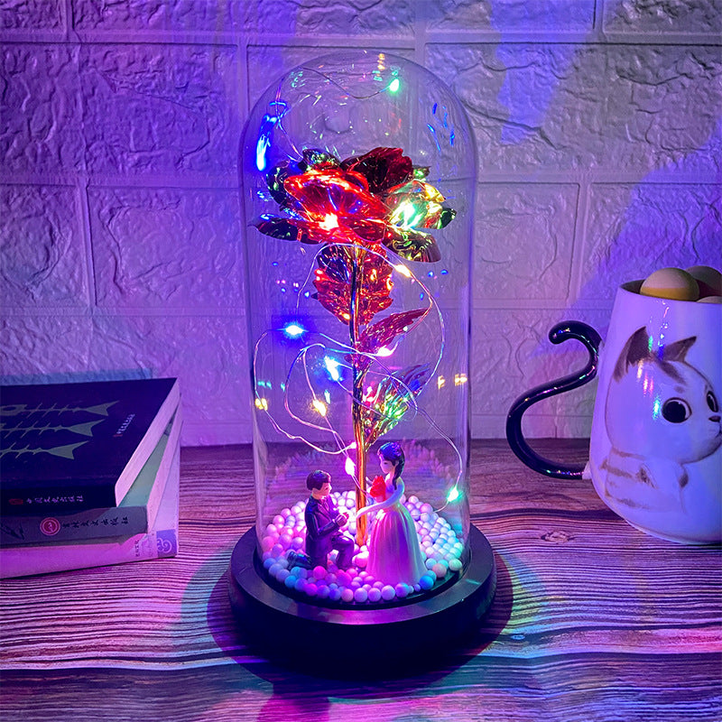 Gold-foil Roses Glass Cover Led Luminous