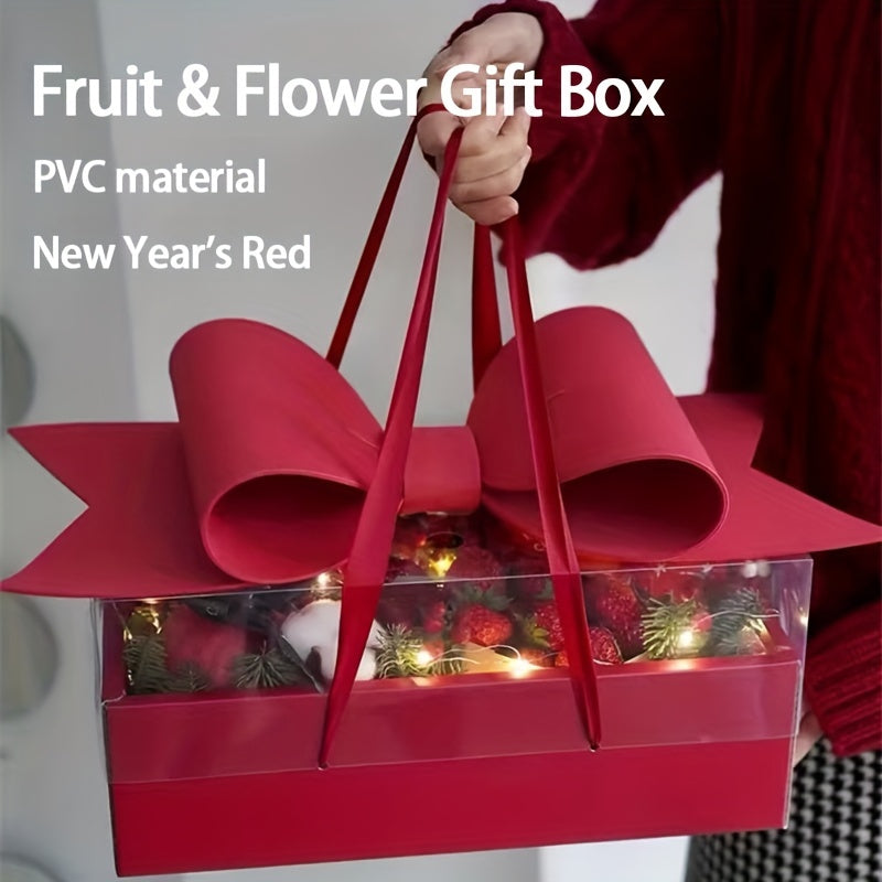 1 Set Of 5pcs Fruit Gift Box, Bow Flower Box, Transparent Fruit Flower Gift Box, Rose Flower Box, DIY Portable Flower Cake Box, Fruit Gift Box